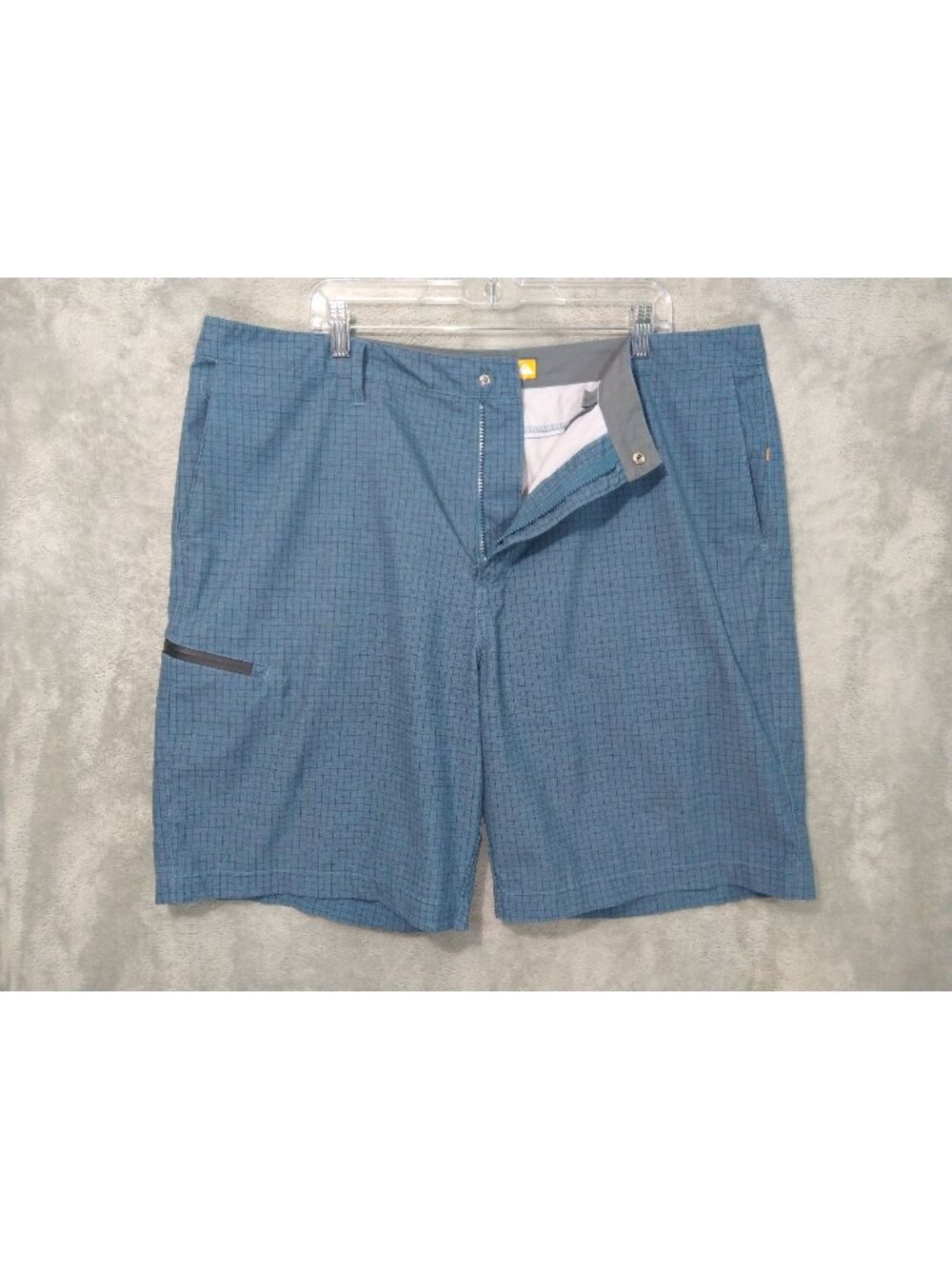 Quiksilver Shorts Mens 40 Blue Plaid Waterman Collection Hybrid Swim Trunks